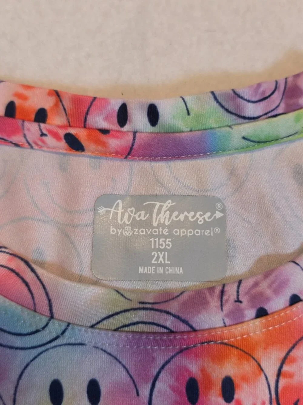 Ava Therese Smiley Face Tie Dye Long Sleeve Plus Size Top 2XL